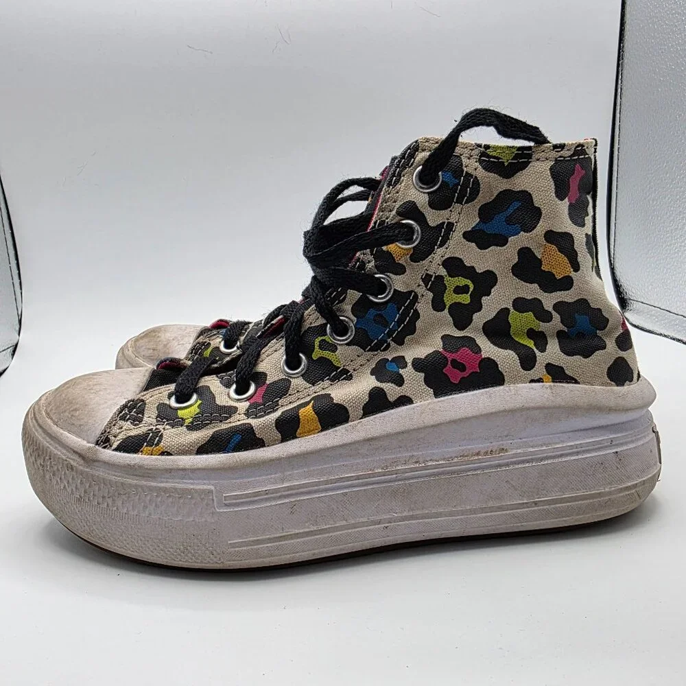 Converse Move Hi Girls Size 2 Egret Prime Pink Black Platform Shoes Walking